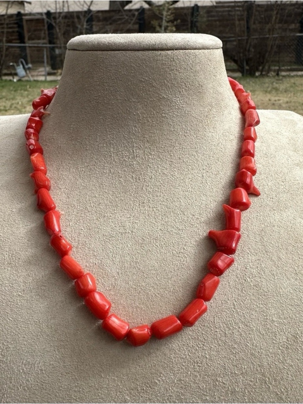 Vintage Genuine Red Coral Necklace 17 Inches